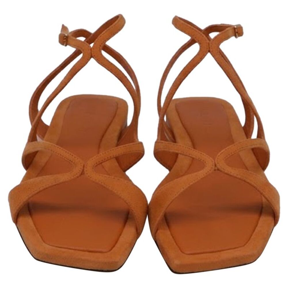 Jimmy Choo Ayla Flat Sandals in Orange Suede - Picture 2 of 9